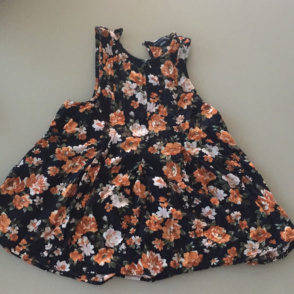 Orange Floral American Eagle Peplum Tank Top